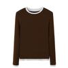 Camiseta Interior Derong para Mujer Falsa de Dos Piezas Invierno Cuello Redondo Manga Larga Meiyabi Ropa Interior Ajustada para Mujer Top Wholesale
