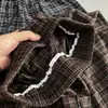 Pantalones casuales de cuadros retro con cordones, nuevos pantalones cortos de otoño, pantalones holgados versátiles de cintura elástica para mujer, estilo coreano para el día a día