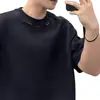 Nueva Camiseta de Manga Corta Pesada de Verano para Hombre, Moderna, Sencilla, Sensación de Alta Gama, Corte Holgado, Tendencia, Fresca, Camiseta de Color Sólido