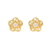 Brincos de tarraxa flor S925 prata de lei banhados a ouro 18K, brincos em formato de flor, estilo ins de moda high-end, nicho requintado