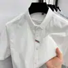 Camisa de Linho Masculina 2026 Verão Nova Moda Casual Simples Cor Sólida Lapela Camisa Masculina de Manga Curta Atacado
