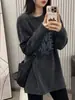 Camiseta de Manga Larga Estilo Coreano para Mujer Otoño 2026 Nueva Holgada Adelgazante Talla Grande Chicas Gorditas Longitud Media Prenda Base