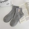 Calcetines de color liso para niños, calcetines de tubo con bordado de letras rojas de red, calcetines de tubo finos de primavera y verano, calcetines deportivos japoneses de una generación de cabello