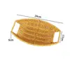 Bandeja de PP Tejida a Mano Imitación Ratán Cesta de Almacenamiento Flor de Ciruelo Bandeja para Panadería Bandeja para Frutas y Verduras Almacenamiento de Escritorio Bandeja Cuadrada para Frutas