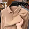 Camisa Polo Masculina Anti-pilling Grossa Quente Estilo Outono e Inverno Suéter Canelado Camada Base Tricotada Casual para Negócios Fábrica