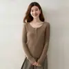 Suéter Feminino de Malha Sem Costura, Gola Redonda, Zíper Parcial 12 Gauge, Slim Fit, Estilo Simples, Novo Outono 2026