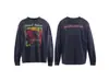San Miguel Vintage Americano Lavado Vintage Viejo Hip-Hop Holgada Camiseta de Manga Larga para Hombres y Mujeres