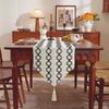 Caminho de Mesa Minimalista Nórdico de Luxo Leve com Franjas Assimétricas Coloridas, Toalha de Mesa Longa para Decoração de Mesa de Chá de Feriado, Armário de Entrada Algodão Linho