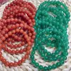 Acessórios de joias DIY com contas de ágata calcedônia verde vermelha natural contas soltas para meninos e meninas pulseiras elásticas atacado
