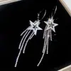 Pendientes de botón redondos con borla, incrustaciones de diamantes y aguja de plata, transfronterizos europeos y americanos, estilo de lujo ligero francés, pendientes con sentido de diseño de nicho, accesorios para pendientes, al por mayor