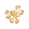 Broche de flor de pérola em prata S925 com incrustação de jade branco Hetian, broche 3D dourado, joia de estilo antigo, feminino, estilo antigo