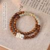 Pulsera de Anillo Doble Corredizo de Sándalo Barbie Sándalo Laoshan Qingshan Dai y Tian Yu Chica Fresca Literaria y Artística Pulsera de Diseño Retro