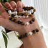 Estilo Nacional Retrô Outono e Inverno Estilo Maillard alta qualidade Pedra Natural Olho de Tigre Pérola Branca Fria Shi Jia Pulseira Pulseira