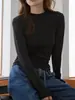 Camiseta de Manga Larga con Cuello Redondo, Mezcla de Tencel 10% Cachemir, Nueva para Otoño e Invierno, para Mujer, Ligera y Cálida, Aspecto Adelgazante, Camiseta Interior
