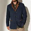 Nueva Chaqueta Retro de Moda Europea y Americana para Hombre de Primavera y Otoño, Abrigo Casual para Hombre, Cuello Solapa, Ropa de Trabajo, Patchwork, Bloques de Color, Top