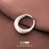 Anillo Geométrico Cepillado Plateado Estilo Retro Europeo y Americano Nicho Ovalado Abierto Único Elegante Moda Estilo Fresco Joyería para Mano