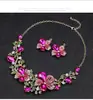 Conjunto de Colar e Brincos Florais Europeus e Americanos Retrô Cravejados com Diamantes, Acessórios Exagerados para Vestido de Noiva, Joias Mais Vendidas Transfronteiriças
