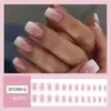 Unhas Manicure Gradiente Rosa e Branco, Adesivos de Unha Clareadores Estilo Europeu de Comprimento Médio, Produtos Acabados no Atacado, Unhas Usáveis Quentes Vendidas Transfronteiriças