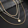 Collar Personalizado Europeo y Americano con Perlas Empalmadas Cadena Cubana Trenzada Hip-Hop de Moda para Hombre Cadena para Clavícula Apilada Transfronteriza para Hombre