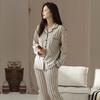 Pijama de Algodão Feminino Outono Calça de Manga Longa Cardigã Doce Conjunto Waffkle Primavera Algodão Roupa de Casa Feminina