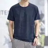 Nova Camiseta Masculina de Verão Jacquard Manga Curta Seda de Gelo Secagem Rápida Respirável Sensação Fresca Esportiva Casual Gola Redonda Masculina Tendência