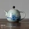 (Oferta especial) Tetera de Estilo Antiguo Tianqing Ru Kiln con Esmalte Craquelado y Tapa de Tres Piezas, Taza Maestra de Cerámica Azul y Blanca Taza de Degustación