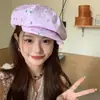 Boina de Nube con Puntos de Color Dopamina para Mujer, Sombrero Octogonal Dulce Delgado de Verano, Gorra de Boina para Cabeza Grande, Sombrero de Pintor