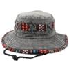 Estilo Étnico Sombrero de Pescador Algodón Bordado Dibujos Animados Cuerda Protector contra el Viento Sombrero Cubeta Lavado Sombrero de Pesca Sombrero de Sol Estilo Vaquero Occidental