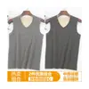 2 piezas chaleco térmico forrado de forro polar para mediana edad para hombre con forro de forro polar engrosado otoño e invierno ajuste ceñido chaleco ropa interior cuello en V camiseta interior