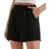 Shorts Creme Feminino Verão Estilo Coreano Shorts Esportivo Cintura Solta Emagrecedor Versátil Peça Externa Cor Sólida Shorts Esportivo