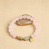 Pulseira de Cristal Rosa Natural Feminina Nova Moda Pulseira Leve Luxo Sensação de Alto Padrão Plataforma de E-commerce Dropshipping