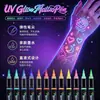 Pluma de tatuaje UV líquida directa, emisora de luz UV, secado rápido, impermeable, graffiti de pintura corporal DIY, marcador apilable