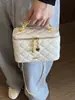 Bolso caja estilo Chanel para mujer, nuevo bolso de moda 2026 acolchado con cadena, versátil bolso de hombro y cruzado