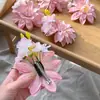 Horquilla de estilo chino de primavera para el cabello con flores rosas suaves, estilo vintage, con forma de pastilla, accesorio para el cabello con forma de flor