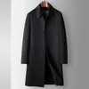 Casaco Masculino de Outono e Inverno de Comprimento Médio com Forro de Penugem de Ganso Removível, Trench Coat de Lã Dupla Face Estilo Jovem para Negócios, Roupa de Exterior Quente Casual