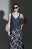 Nuevo Estilo Primavera y Verano Chaleco Cardigan de Punto de Acetato de Gama Alta para Mujer Falda de Caída Relajada Conjunto de Ropa Casual para el Trabajo