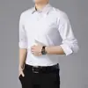 Camisa de Manga Larga para Primavera y Otoño Hombre Camisa Negra Corte Ajustado Formal de Negocios Capa Base Color Sólido Estilo Delgado Camisa de Trabajo para Hombre
