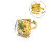 Anillo de Acero Inoxidable Nuevo Europeo y Americano Nuevo Transfronterizo Perla Circón Flor de Girasol Geométrico Anillo Abierto de Concha para Mujer