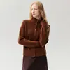 Colección Otoño 2026: Cárdigan de Punto de Cuello Alto para Mujer, Color Sólido Retro, Estilo Hong Kong de Alta Gama, Corte Relajado