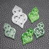 14*25mm Jade Dongling Jade Blanco Verde Seco Pieza de Flor Calada Horquilla Antigua Paso Agitador Hecho a Mano DIY Accesorios para Aretes