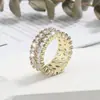 RAKOL Anillo de Zirconia Estilo Ins Europeo y Americano Transfronterizo con Diamante Rectangular y Cadena de Esmeralda Anillo de Diseño Hueco Joyería