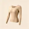 Capa base de manga larga para mujer con sujetador acolchado incorporado y pantalones largos, alta elasticidad, adelgazante, ligero, moldeador del cuerpo, ropa interior cálida