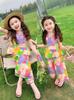 Traje para niñas Verano Nuevo Dopamina Ocio Estilo Occidental Cool Dos Piezas Marea Niños Una Pieza Cabello