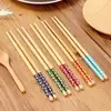 Paus de bambu com padrão floral pequeno, adequados para uso doméstico, restaurantes e hotéis; pauzinhos de mesa impressos; pauzinhos de bambu para vendedores de rua