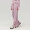 Calça esportiva flare com sensação de pele, retentora de calor, solta, modeladora, com drapeado, calça esportiva para atividades ao ar livre, corrida, yoga, calça de perna reta