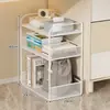 Estante de armazenamento em várias camadas, estante de livros para brinquedos, prateleira de chão para debaixo da mesa, prateleira de lanches para sala de estar, estante de armazenamento em carrinho pequeno e estiloso