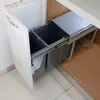 Cesta extraíble para cocina con cubos de basura de clasificación extraíbles ocultos empotrados, Gabinete empotrado con separación de residuos secos y húmedos, Almacenamiento alto para residuos de cocina