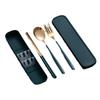 Juego de Cubiertos de Acero Inoxidable Personalizado Coreano Portátil de Tres Piezas de Cucharas, Tenedores y Palillos Juego de Caja de Almacenamiento para Viajes al Aire Libre con Logo Impreso