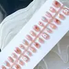 30 piezas de uñas hechas a mano oso lazo caricatura lindo combinan con todo blanco desmontable uña terminada