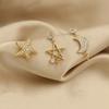 Brincos de Estrela e Lua de Ouro Real Banhados a Cobre/Brincos de Prata Esterlina com Zircônias Embutidas Estilo Tampa de Suporte Vazio Acessórios para Brincos DIY